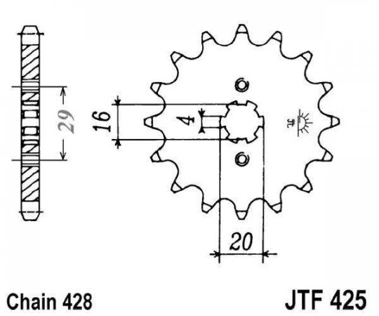 Reťazové koliečko JT JTF 425-14 14T, 428